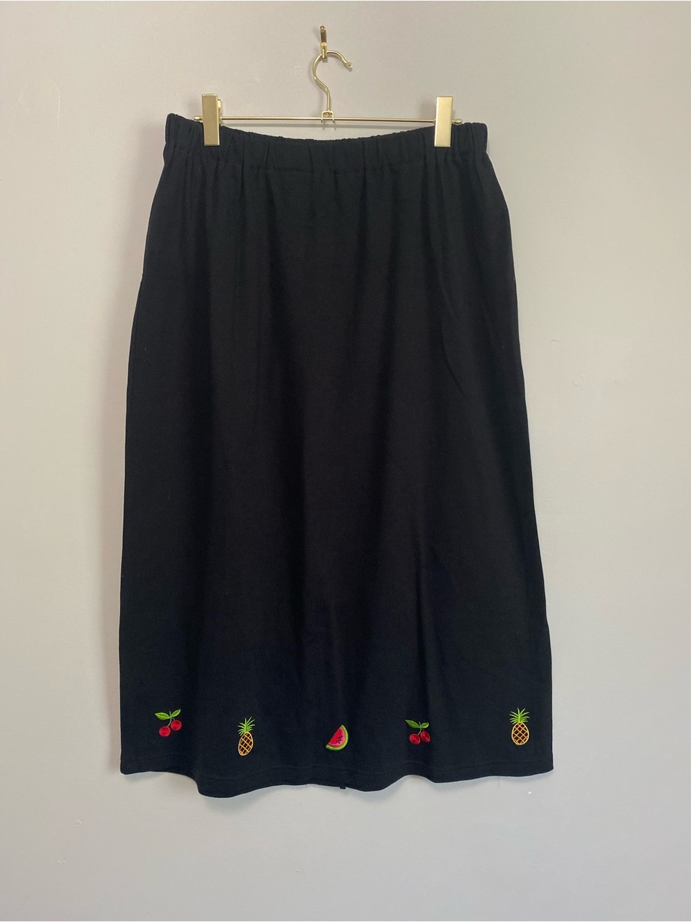 Quacker Factory Skirt 1X Midi/Maxi Embroidery Teacher Vintage Tropical Resort